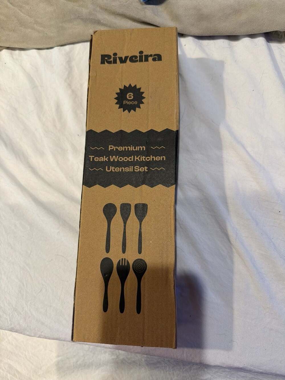 Riveira Premium 6-Piece Teak‎ Wood Kitchen Utensil Set with S-Hooks